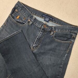 Ralph Lauren Sport Womens Jeans Sz 30 Dark Wash Straight Leg Crop Mid Rise Pony